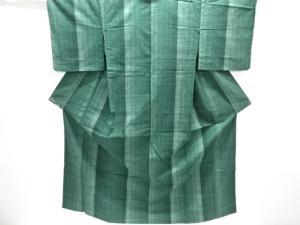 縞模様織出し手織り紬単衣着物